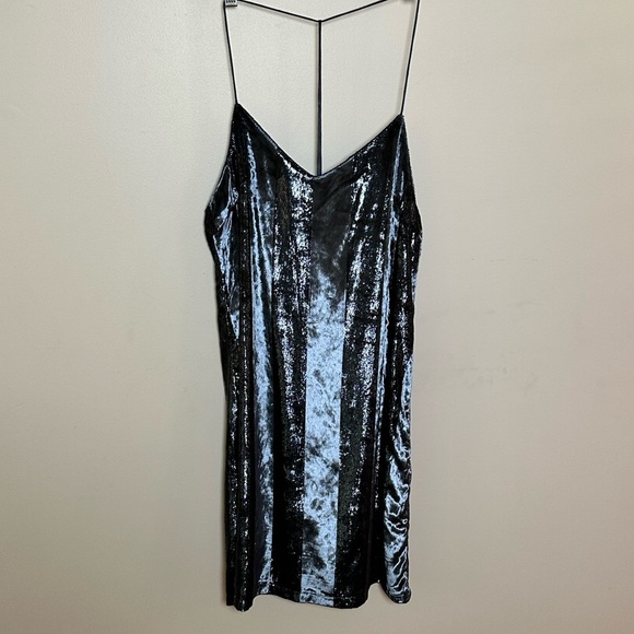 FARROW Elegant velvet sparkly striped Mini Dress - Picture 6 of 7
